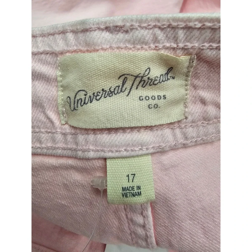 Universal Thread Womens Wide Leg Ankle Jeans Pink Cotton Blend Casual Size 17